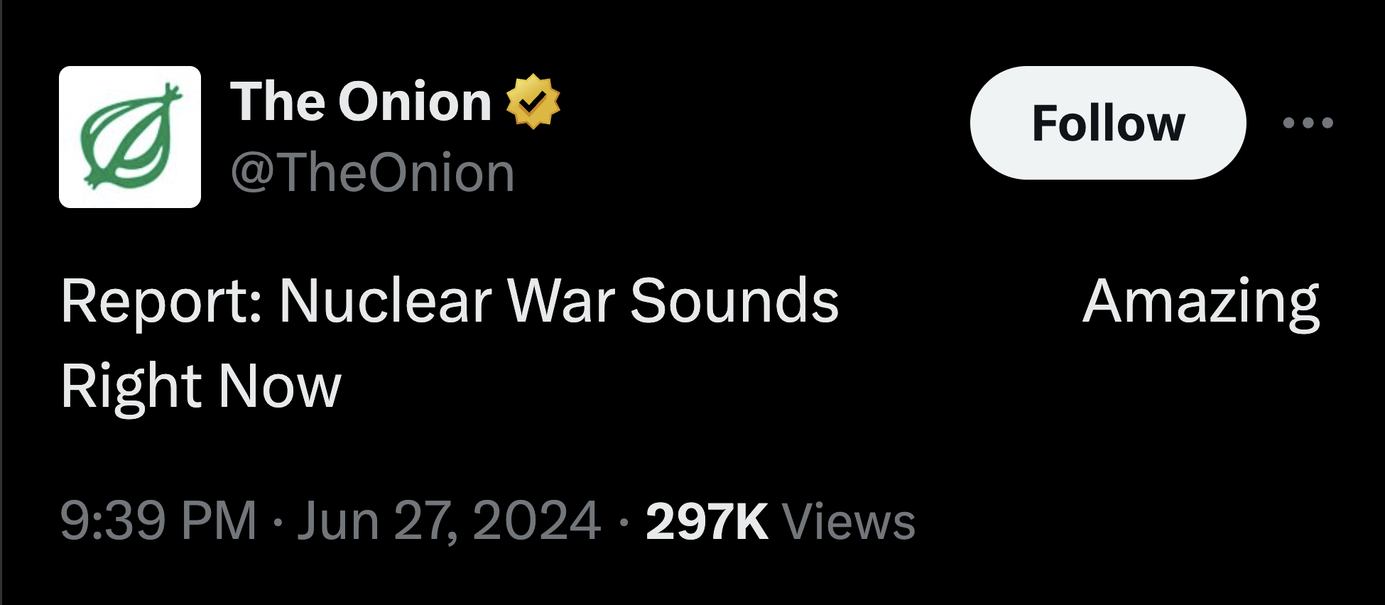 screenshot - The Onion Report Nuclear War Sounds Right Now Views Amazing